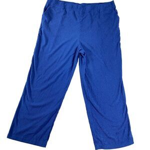 Cuddl Duds Pants‎ Sz XL Blue Crepe Elastic Pull On Waist High Rise Pockets